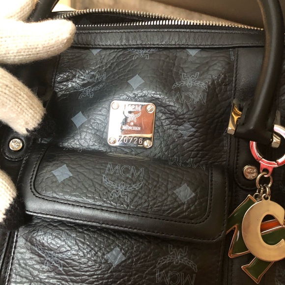 Authentic MCM Boston Bag with bag charm - Picture 12 of 16
